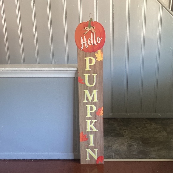 NWT- 48” Vertical Wooden Glittered HELLO PUMPKIN Fall Decor Sign - Picture 6 of 17